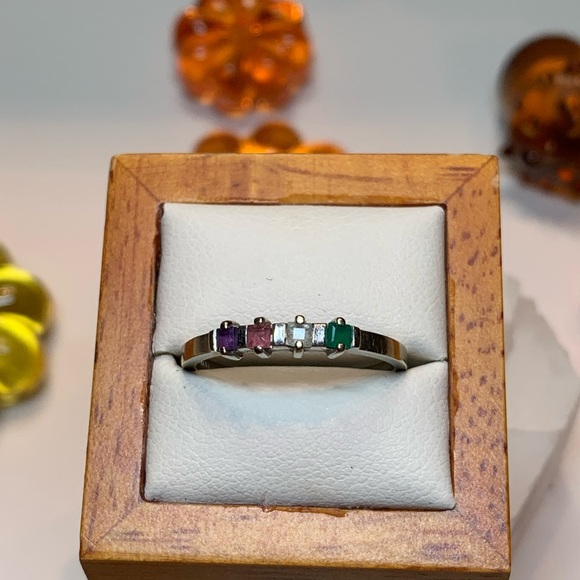 14K AAJ Multi-Gem Stone Ring Size 7.5 - 7.75 - Picture 2 of 10